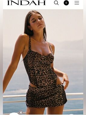 Indah Joan Leopard Underwire Bustier Bodysuit One Piece Italy S